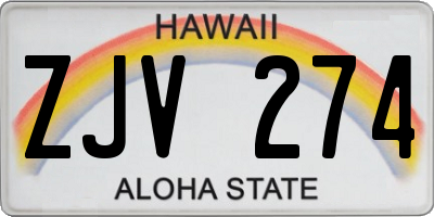 HI license plate ZJV274
