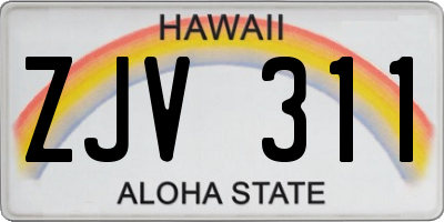 HI license plate ZJV311