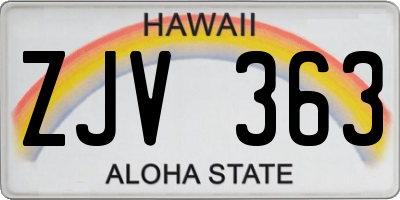 HI license plate ZJV363