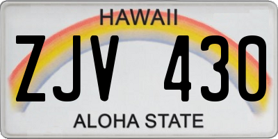 HI license plate ZJV430