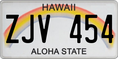 HI license plate ZJV454
