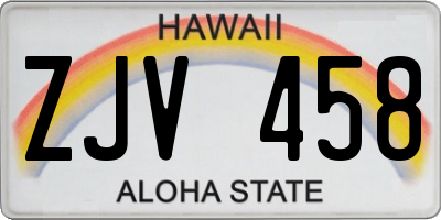 HI license plate ZJV458