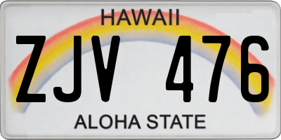 HI license plate ZJV476