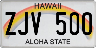 HI license plate ZJV500