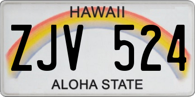 HI license plate ZJV524