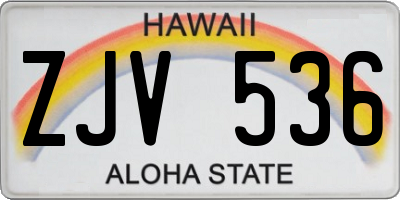 HI license plate ZJV536