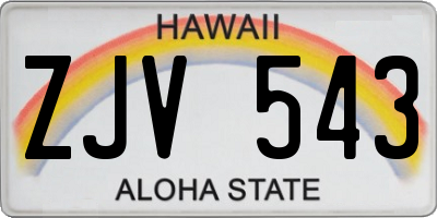 HI license plate ZJV543
