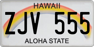HI license plate ZJV555