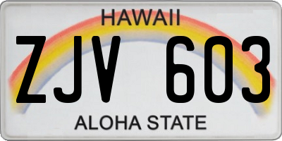HI license plate ZJV603