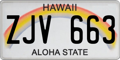 HI license plate ZJV663