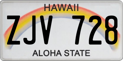 HI license plate ZJV728