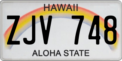 HI license plate ZJV748
