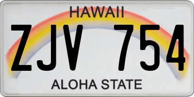 HI license plate ZJV754