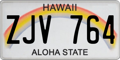 HI license plate ZJV764