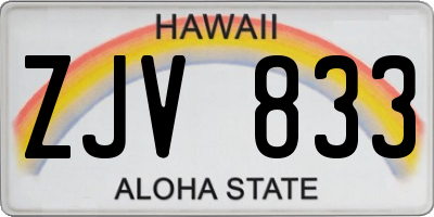 HI license plate ZJV833