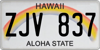 HI license plate ZJV837