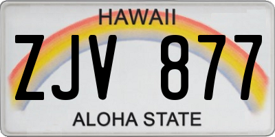 HI license plate ZJV877