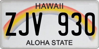HI license plate ZJV930