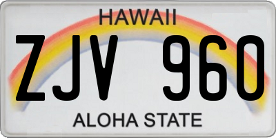 HI license plate ZJV960