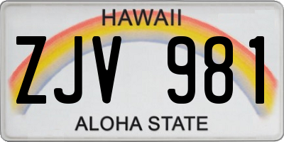 HI license plate ZJV981