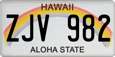 HI license plate ZJV982
