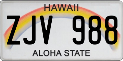 HI license plate ZJV988