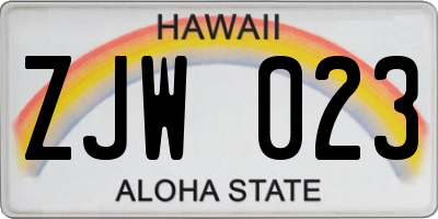 HI license plate ZJW023