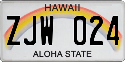 HI license plate ZJW024