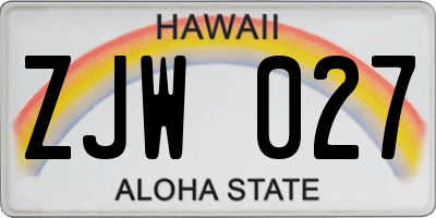HI license plate ZJW027