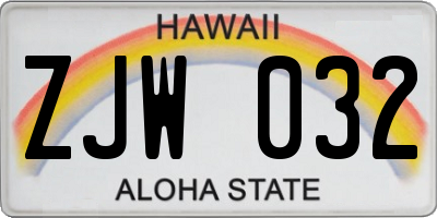 HI license plate ZJW032