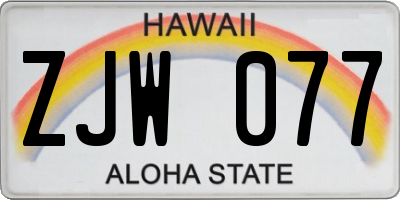 HI license plate ZJW077