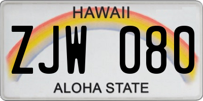 HI license plate ZJW080
