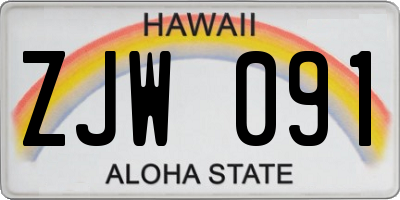 HI license plate ZJW091