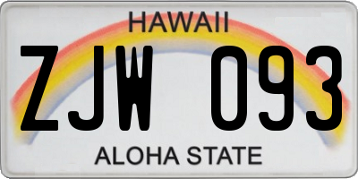 HI license plate ZJW093