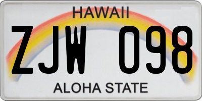 HI license plate ZJW098