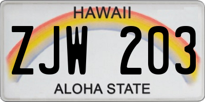 HI license plate ZJW203