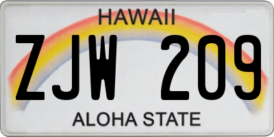 HI license plate ZJW209
