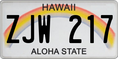 HI license plate ZJW217