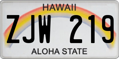 HI license plate ZJW219