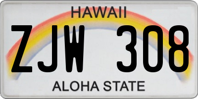 HI license plate ZJW308
