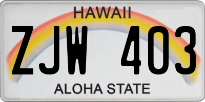 HI license plate ZJW403