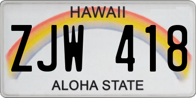 HI license plate ZJW418