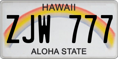 HI license plate ZJW777