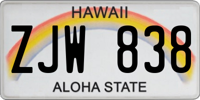 HI license plate ZJW838