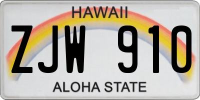 HI license plate ZJW910
