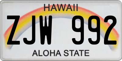 HI license plate ZJW992