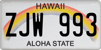 HI license plate ZJW993