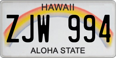 HI license plate ZJW994