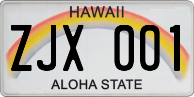 HI license plate ZJX001