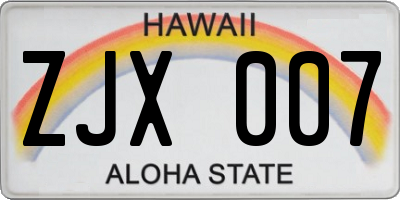 HI license plate ZJX007